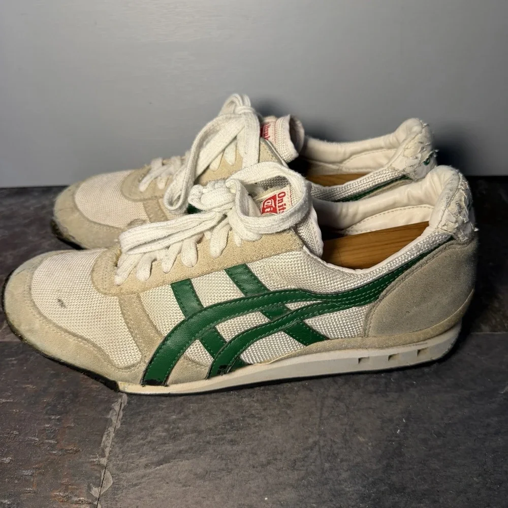 VTG ASICS Onitsuka Tiger Shoes Men's SZ 10 Green White Casual Sneakers RETRO